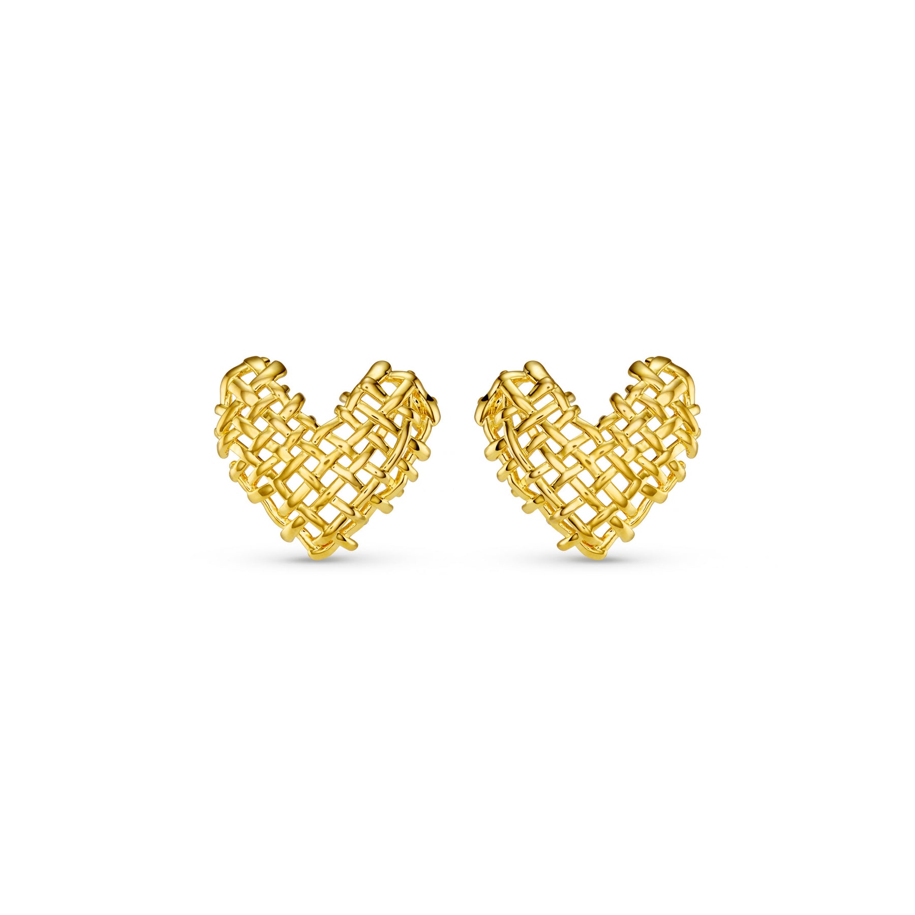 Statement Woven Heart Stud Earring - Gold