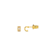Tiny Curved Crystal Stud Earring - Gold