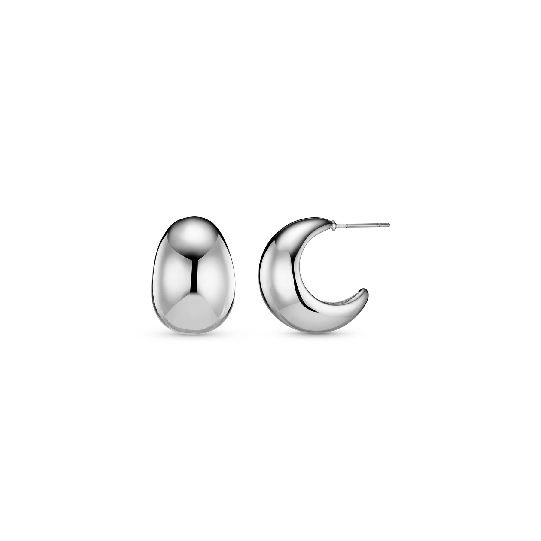 Statement Domed Tapered Örhängen - Silver