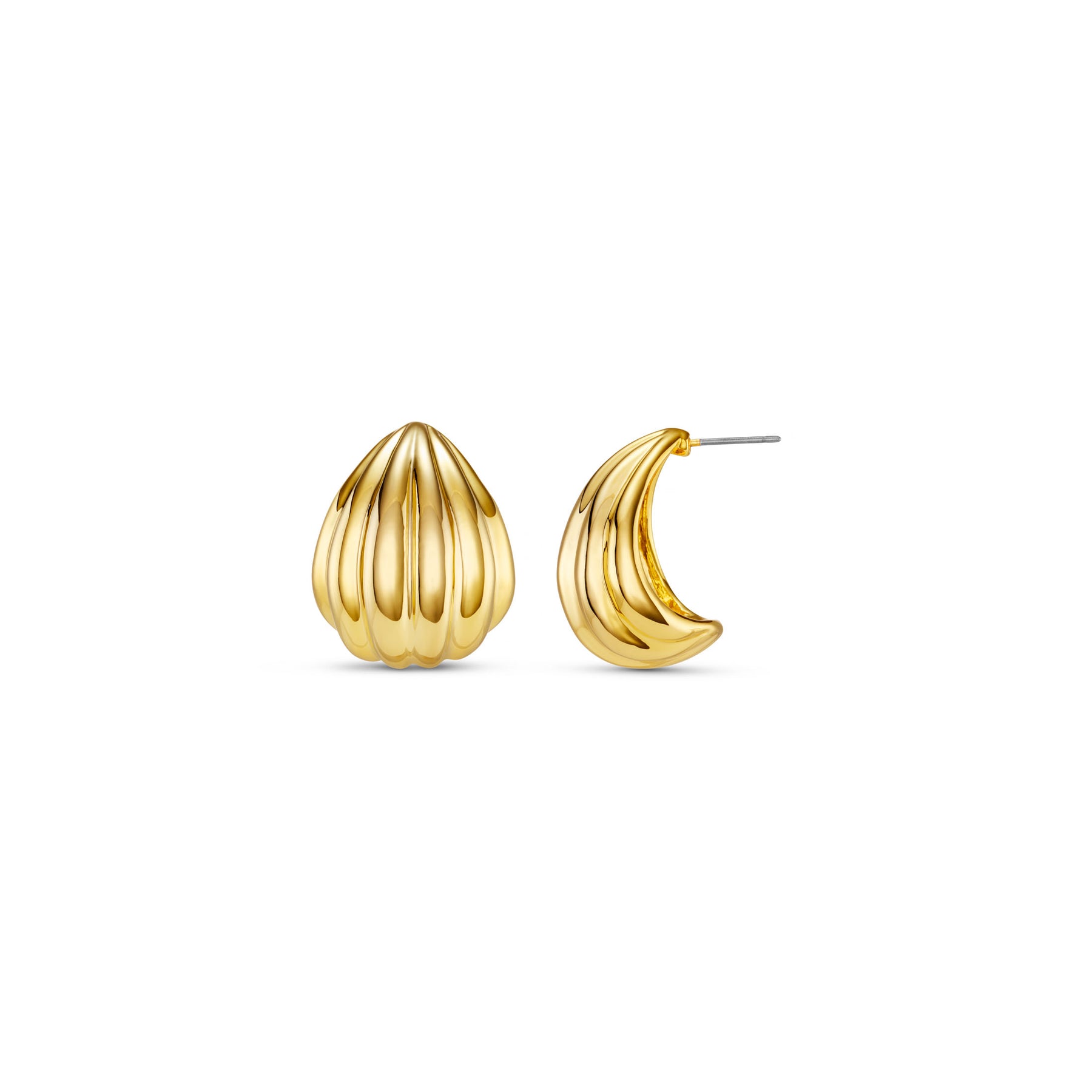 Statement Voluminous Curved Drop Earring - Guld
