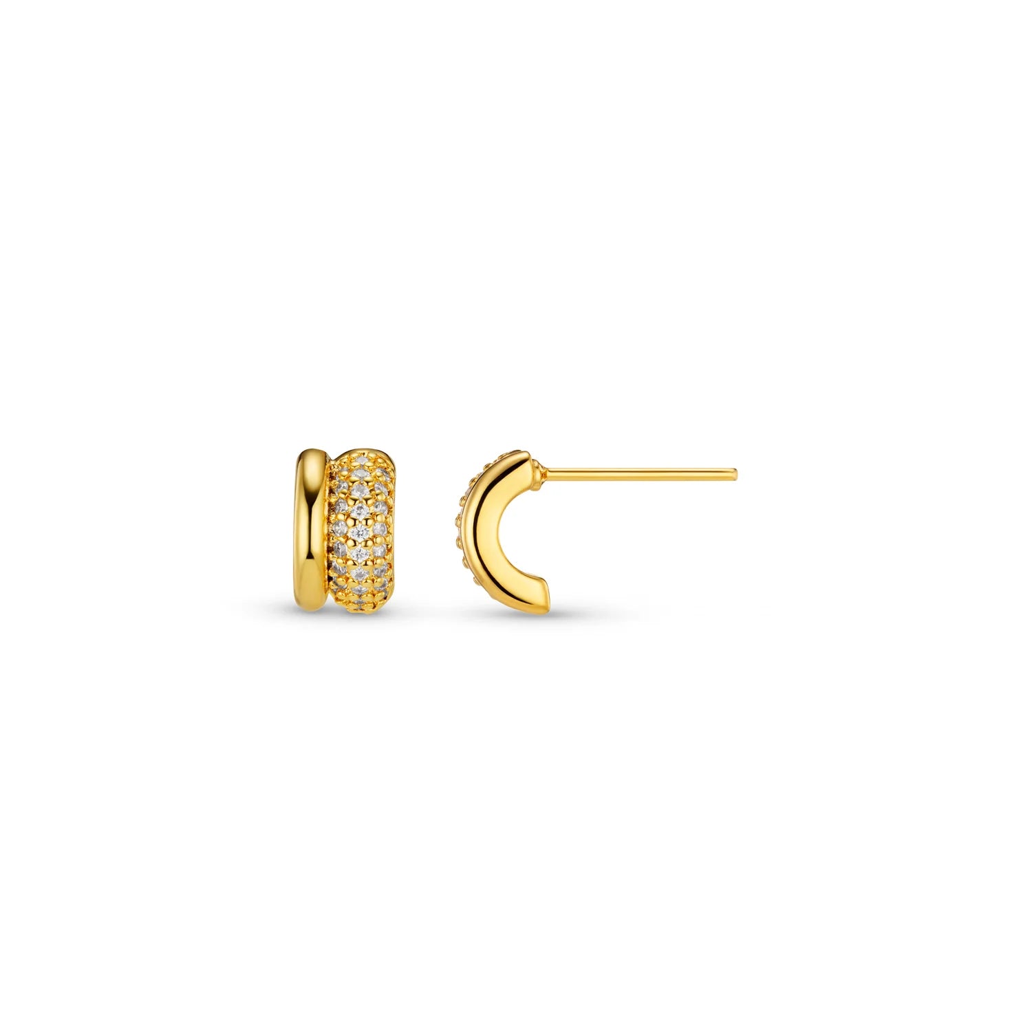 Pave & Metal Mini Domed Stud - Gold