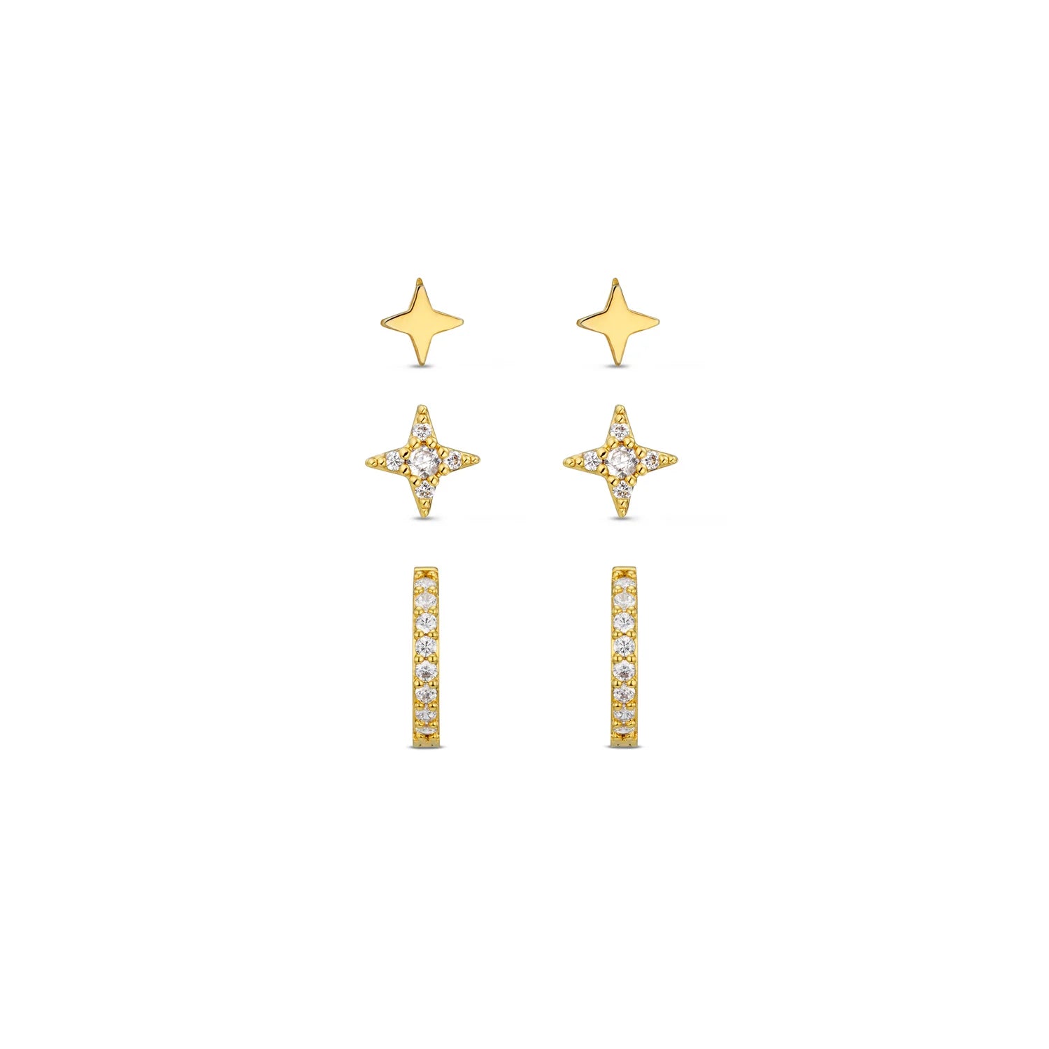 Crystal Star & Micro Pave Hoop Pack - Pale Gold