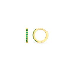 Emerald Mini Micro Pave Hoops - Pale Gold