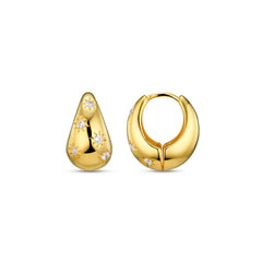 Tapered Crystal Starburst Hoop Earring - Pale Gold