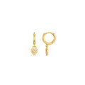 Pave Heart Locket Micro Hoops - Pale Gold