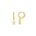 Crystal Star Charm Huggie Hoops - Pale Gold