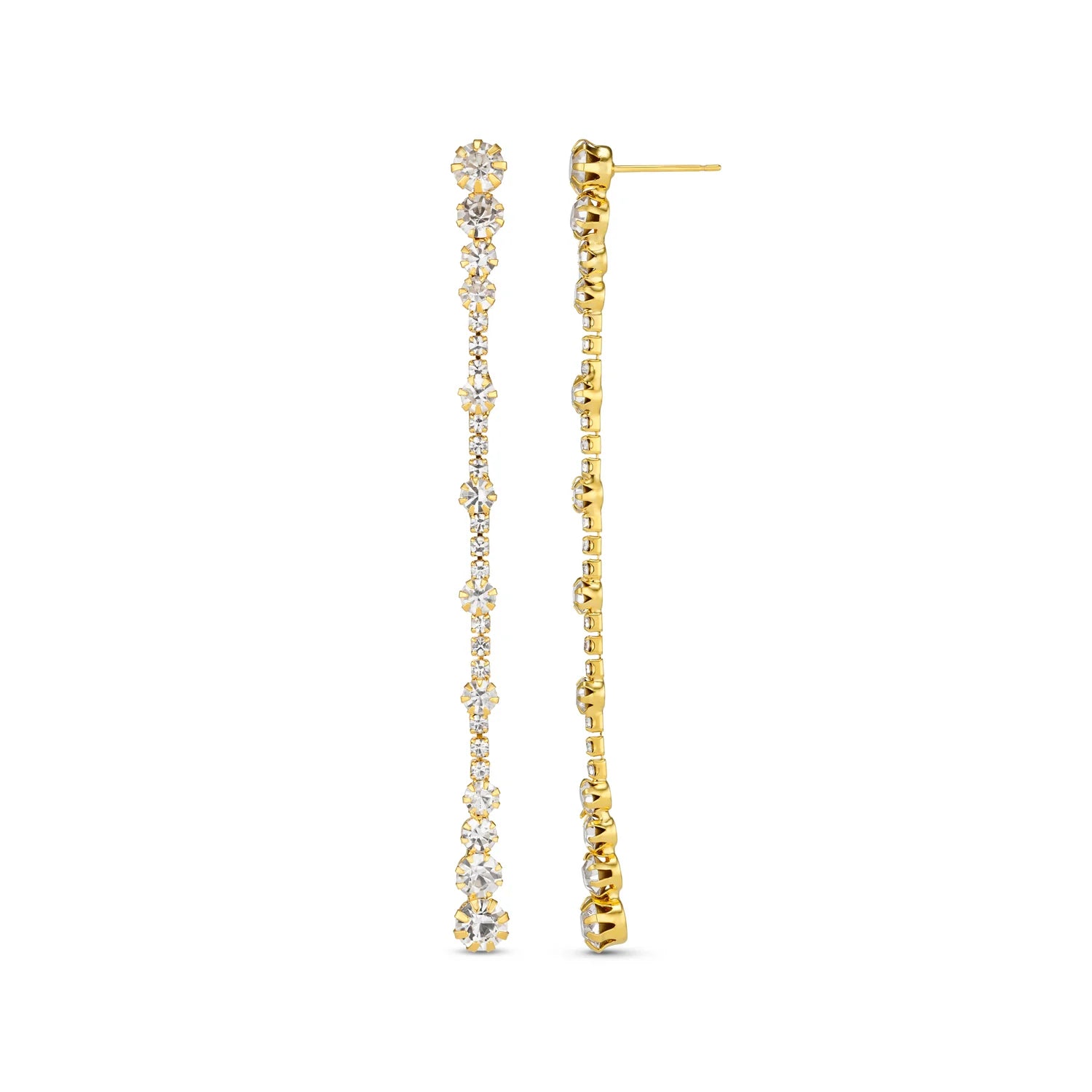 Statement Crystal Drop Earrings  - Pale Gold