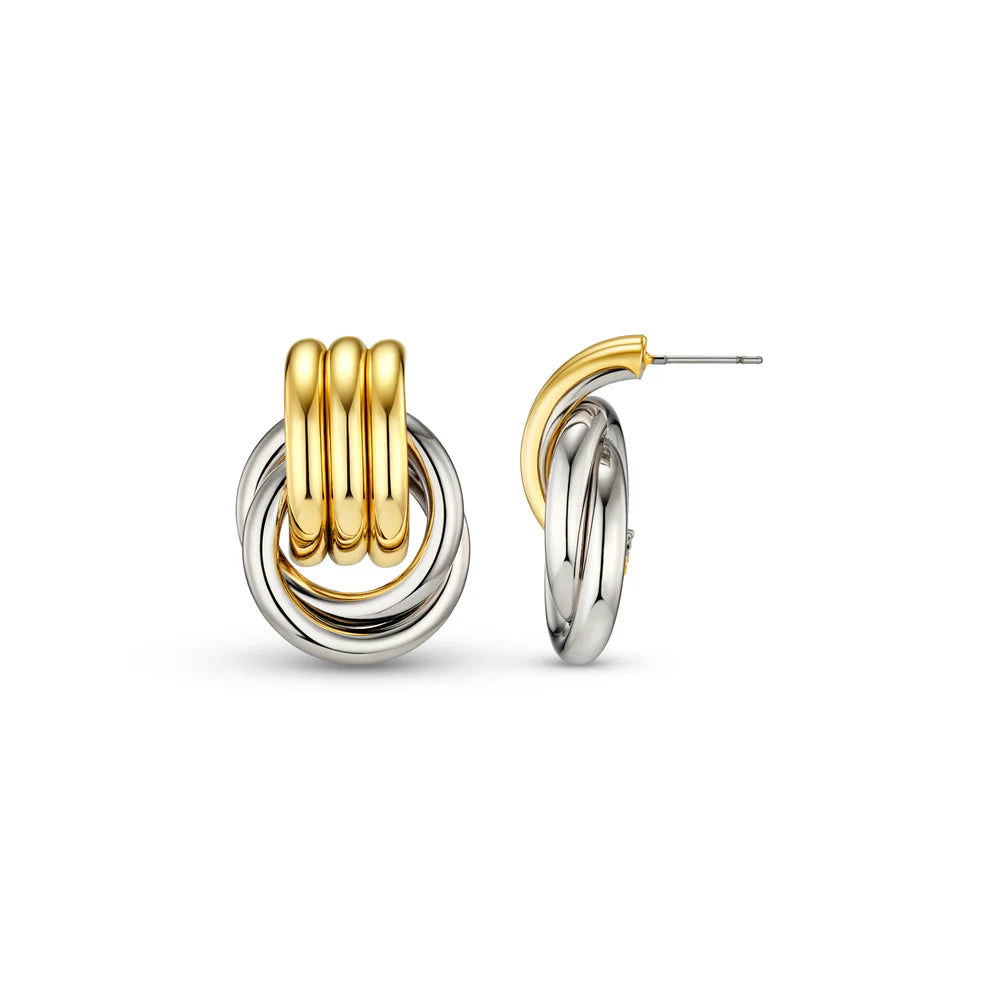 Mixed Plate Statement Interlocking Earrings - Mixed Plate
