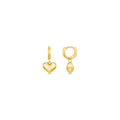 Domed Heart Charm Huggie Hoops - Pale Gold