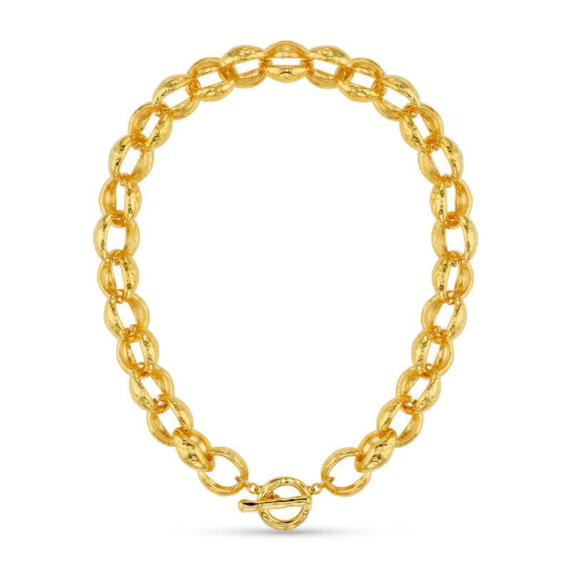 Textured Jumbo Link Halsband - Pale Gold