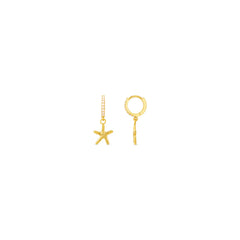 Starfish & Pearl Micro Hoop  - Pale Gold