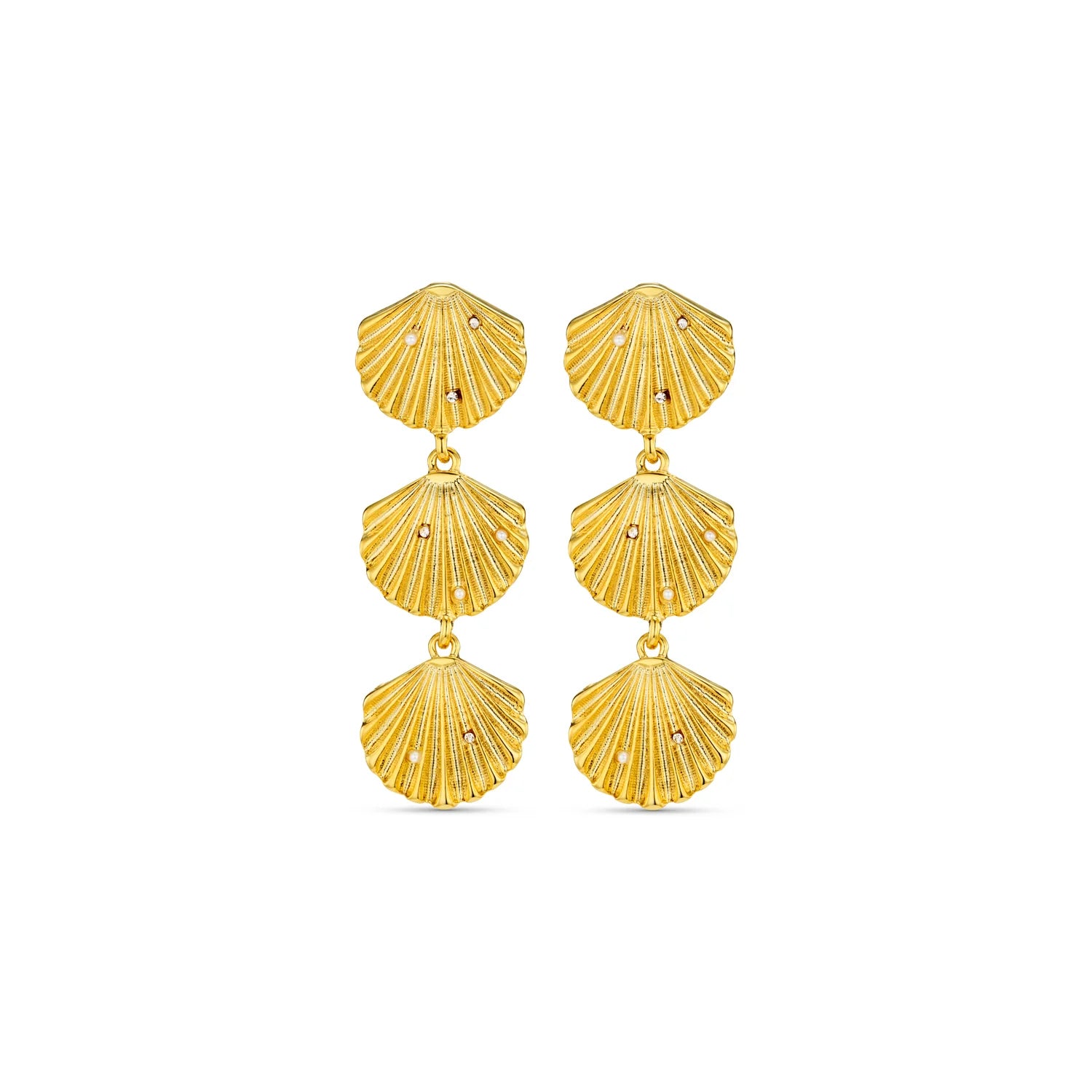Statement Embellished Shell Örhängen - Ljusguld