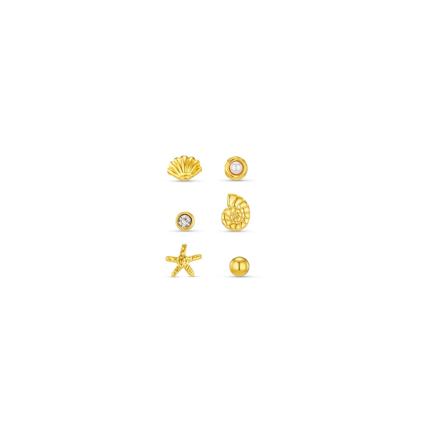 Mixed Stud Ear Pack - Pale Gold