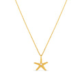Starfish & Pearl Charm Necklace - Pale Gold