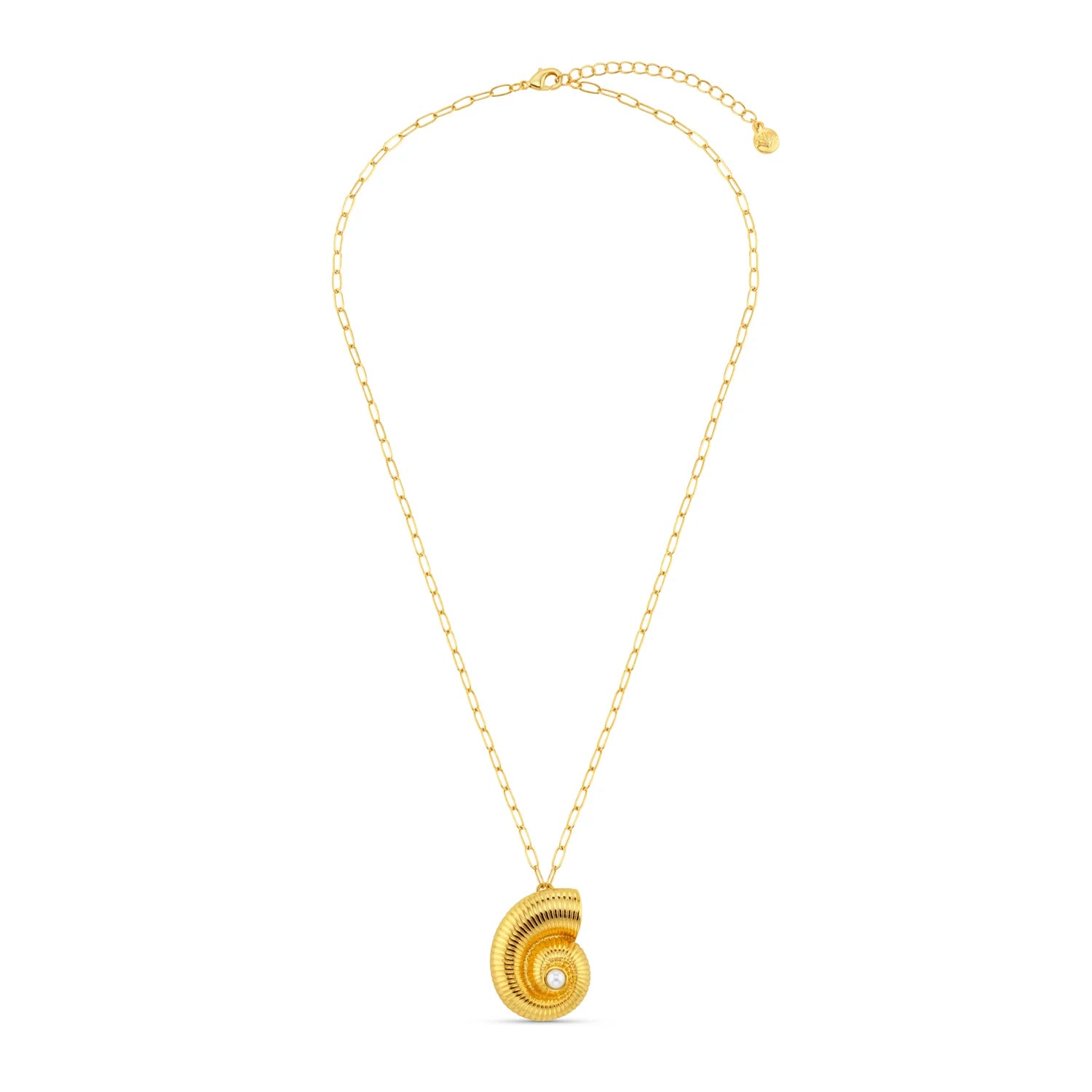 Textured Ammonite Statement Necklace - Pale Gold