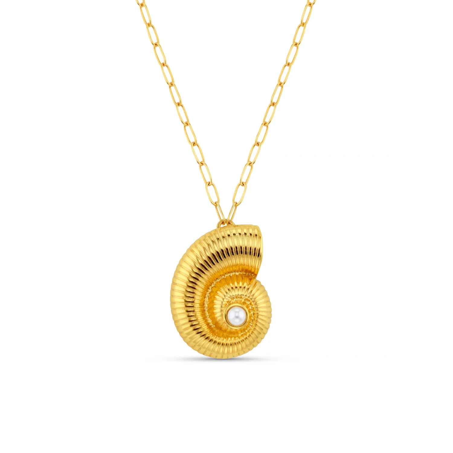 Textured Ammonite Statement Necklace - Pale Gold