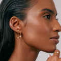 Sw Baguette & Chain Huggie Hoops - Crystal