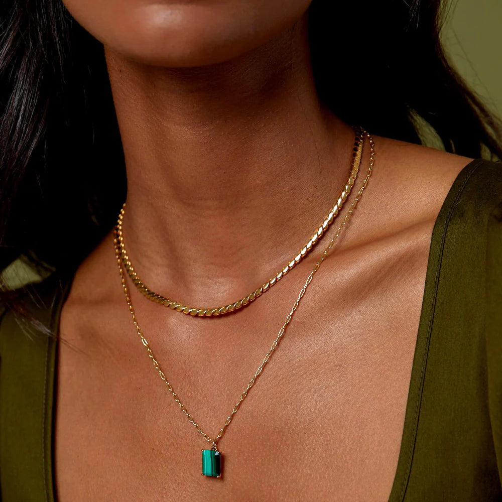 Flat Twist Chain Necklace - Pale Gold