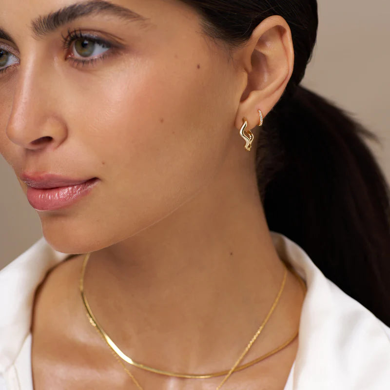 Organic Wave Oval Hoops - Pale Gold