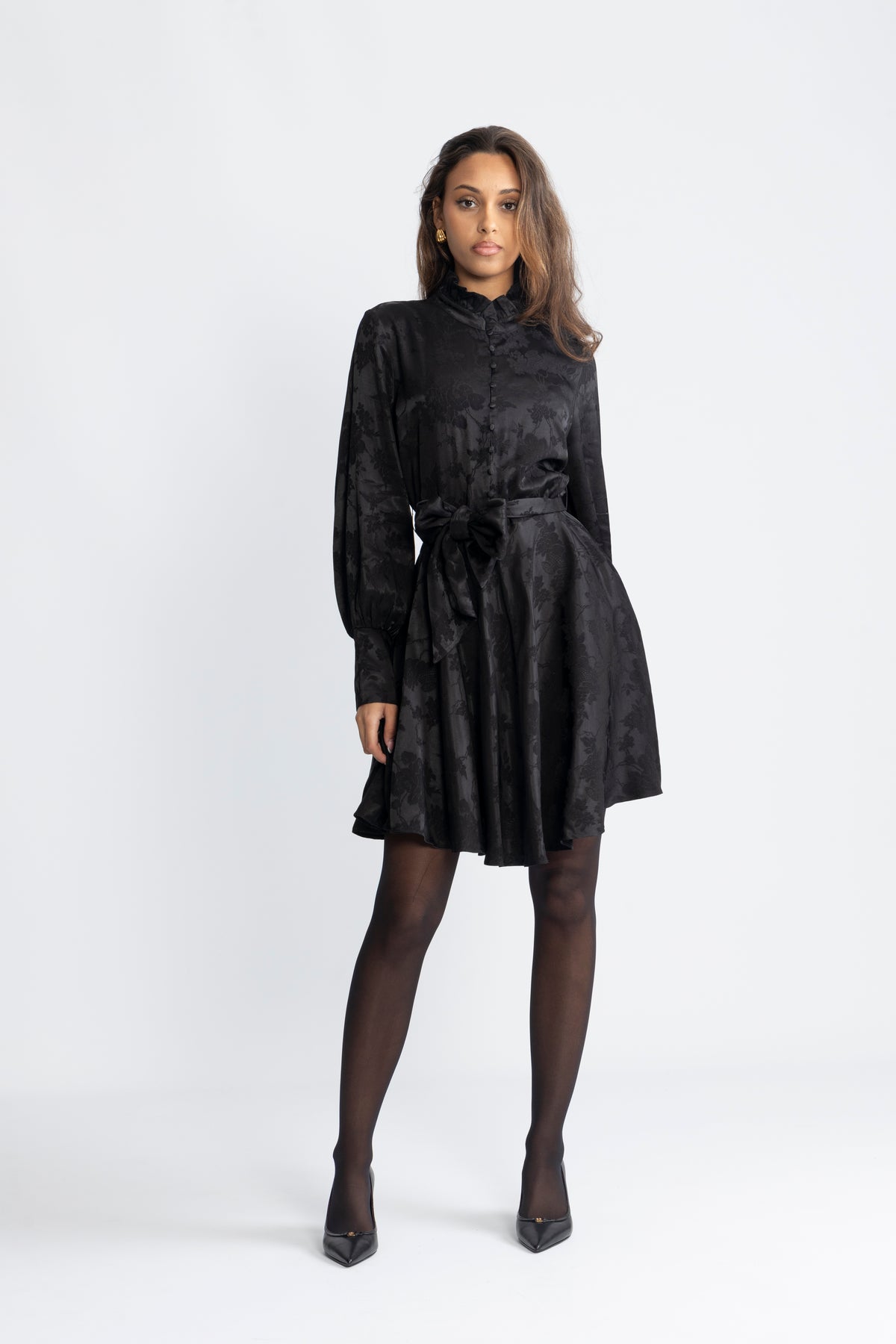 Saga Jacquard Dress - Black