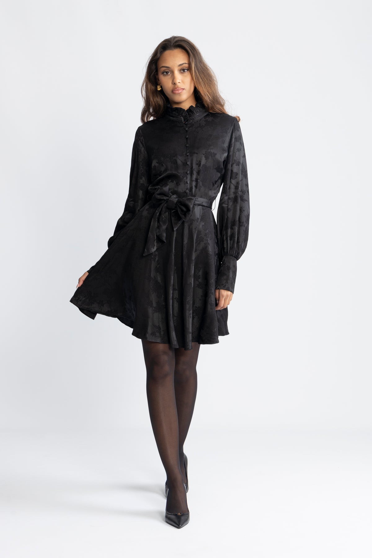 Saga Jacquard Dress - Black