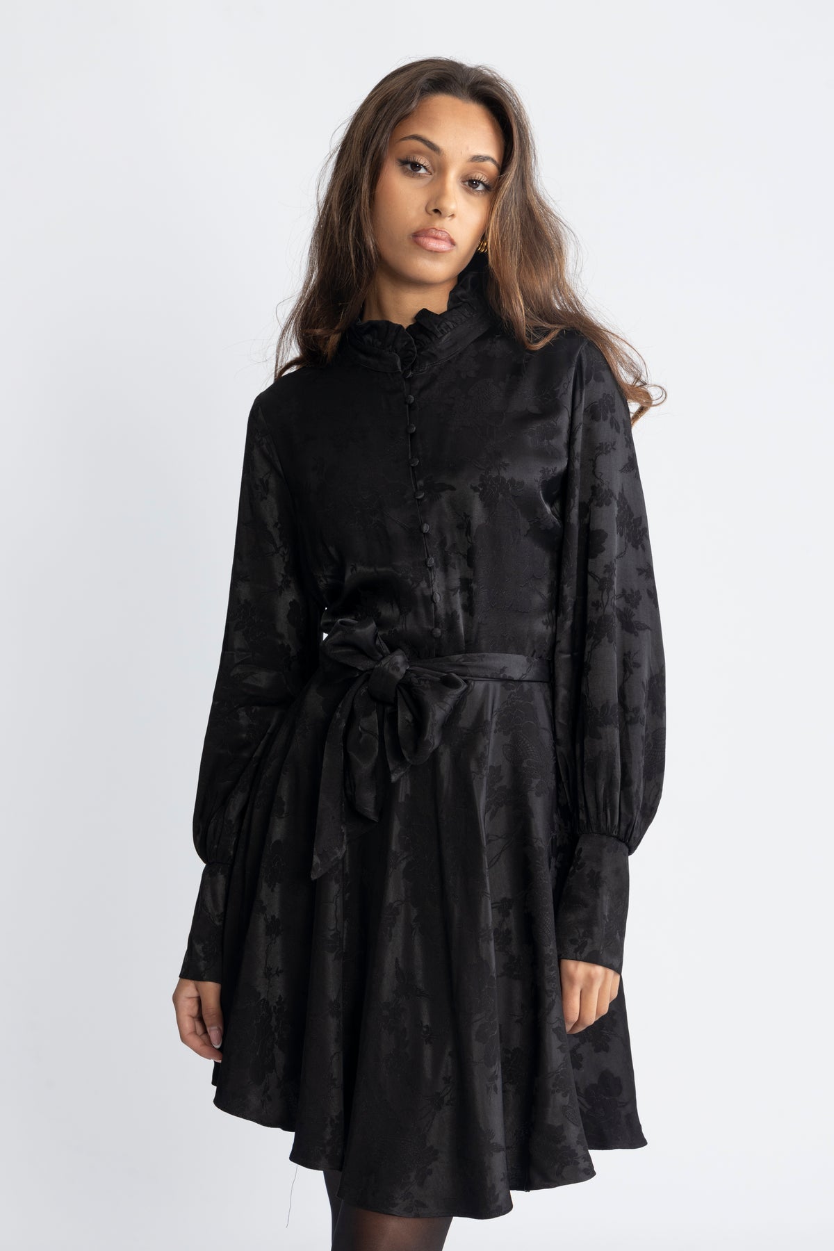 Saga Jacquard Dress - Black