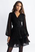 Jade Wave Sparkle Dress - Black