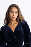 Jade Velvet Dress - Navy