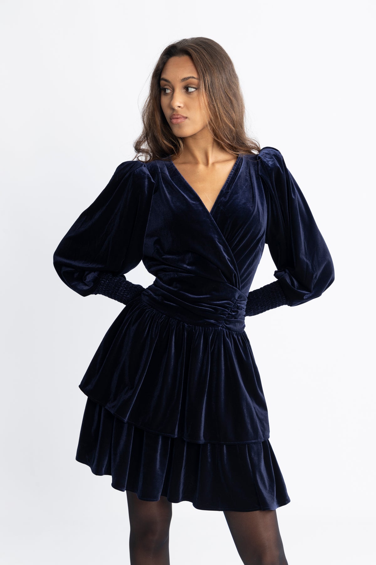 Jade Velvet Dress - Navy