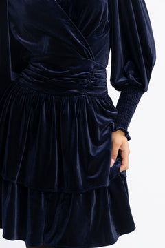 Jade Velvet Dress - Navy