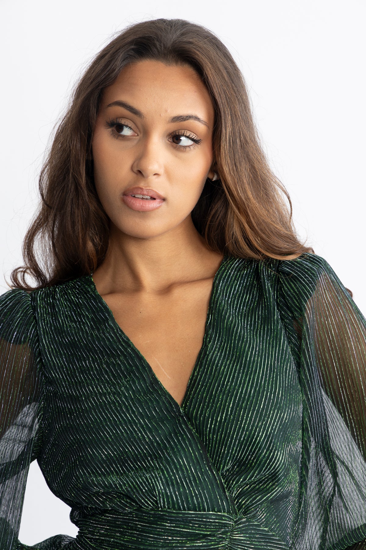 Jade Wave Sparkle Dress - Green
