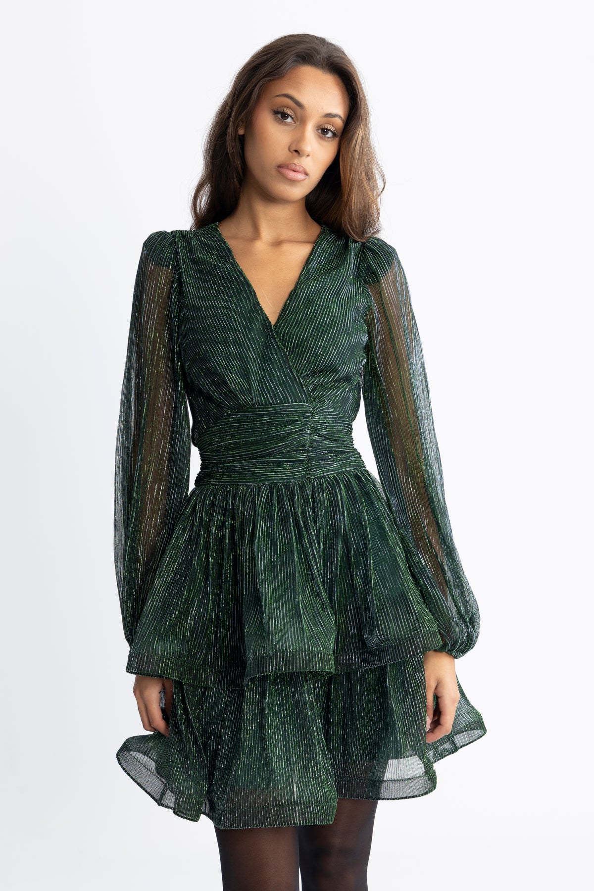 Jade Wave Sparkle Dress - Green