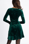 Vigdis Velvet Dress - Dark Green