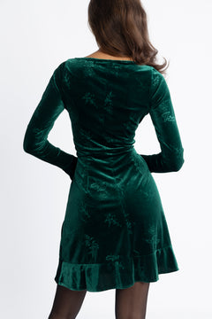 Vigdis Velvet Dress - Dark Green