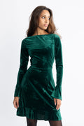Vigdis Velvet Dress - Dark Green