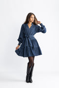 Delphine Denim Flower Dress - Navy