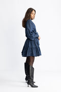 Delphine Denim Flower Dress - Navy
