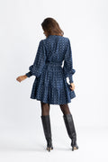 Delphine Denim Flower Dress - Navy