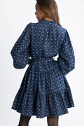 Delphine Denim Flower Dress - Navy