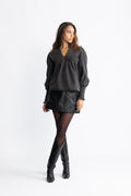 Emma Denim Blouse - Black