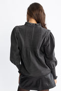Emma Denim Blouse - Black