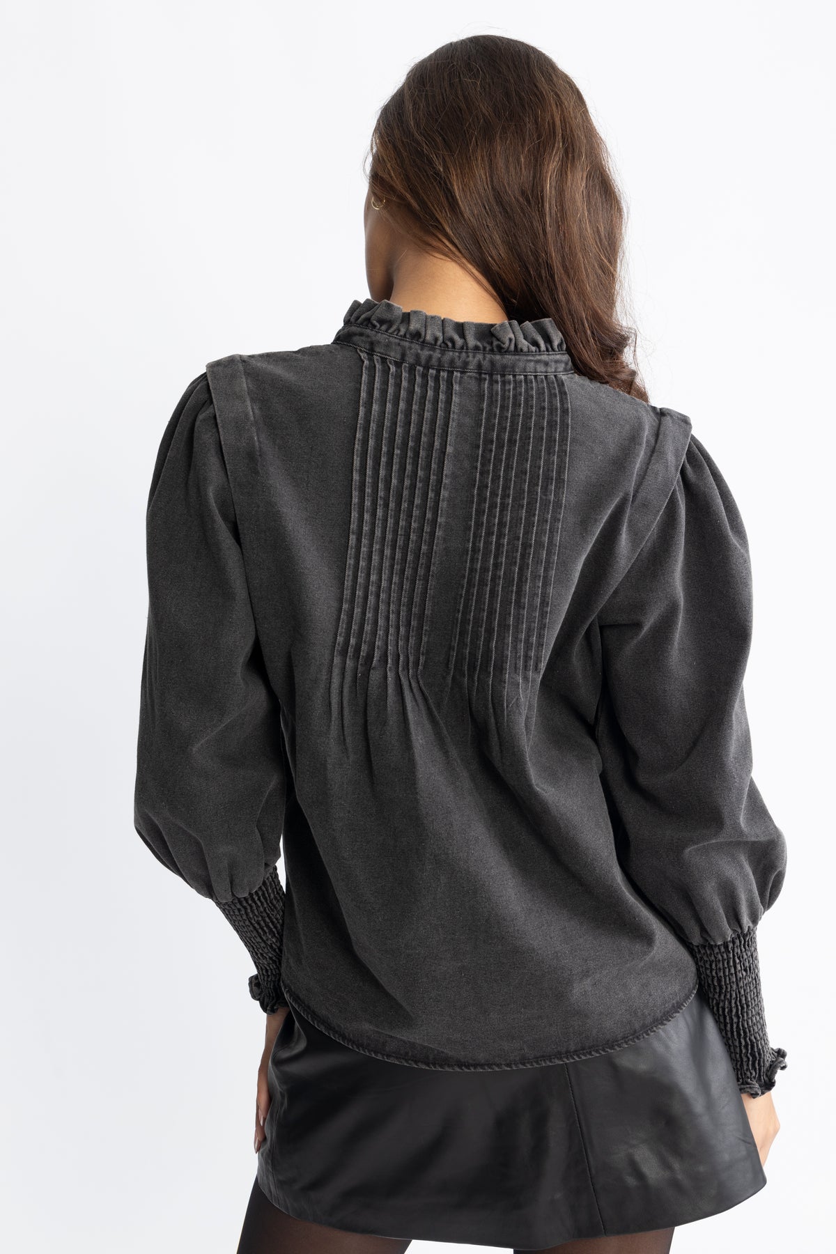 Emma Denim Blouse - Black