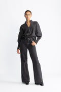 Emma Denim Blouse - Black