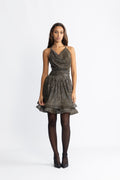 Shine Mini Dress - Black Silver Gold
