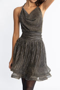 Shine Mini Dress - Black Silver Gold