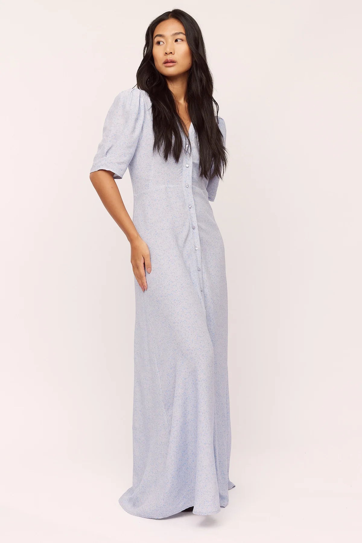 Ellen Long Dress - Blue Petie Flower