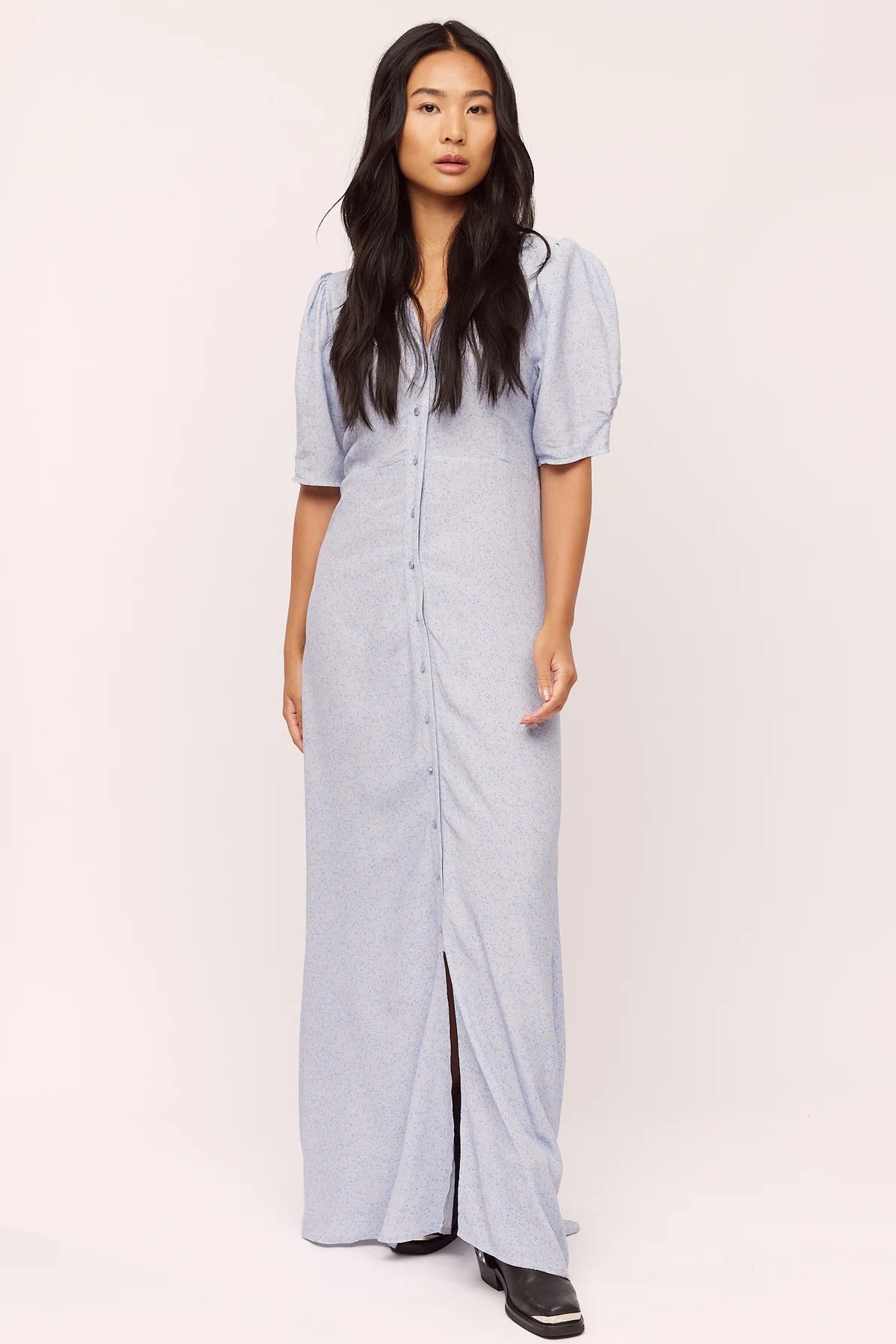 Ellen Long Dress - Blue Petie Flower