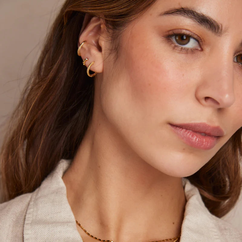 Snake Textured Ear Cuff - Pale Gold