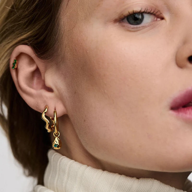 Organic Wave Oval Hoops - Pale Gold