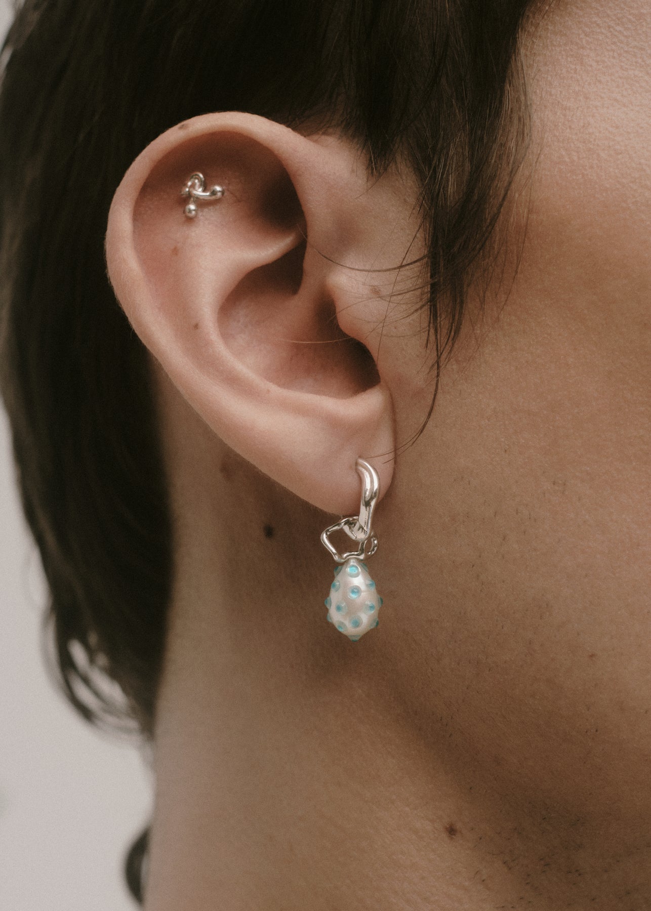 Puff Ball Stud - Silver